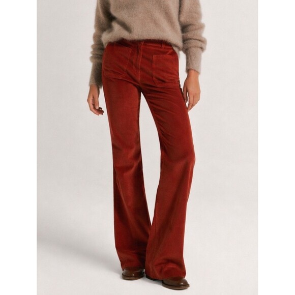 Anthropologie Pants - Anthropologie Pilcro Icon Flare Pants Womens 8 Rust Corduroy Mid Rise Retro Boho